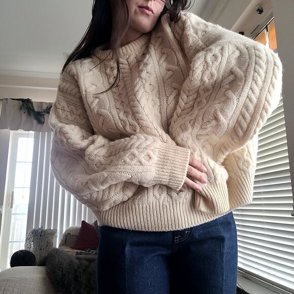 Charter Club Sweaters - Vtg Charter Club Wool Cableknit Chunky Sweater Sz L